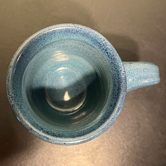 Handcrafted Pottery Mug Glazed in Hues of Blue and Golden Beige ~ Artist Signed - Picture 8 of 14